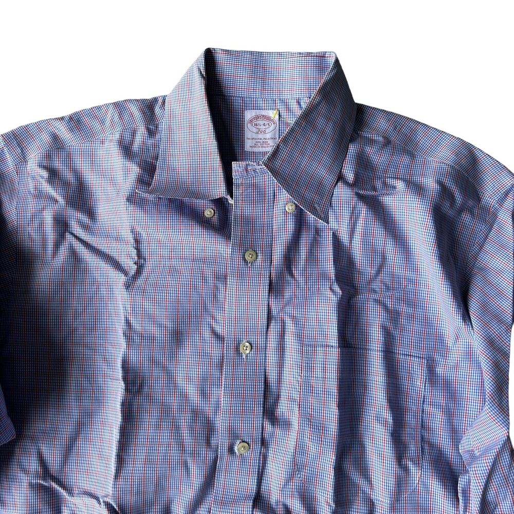 Brooks Brothers 346 Shirt 16.5 4/5 Men's Blue The Original Polo Shirt All Cotton - Picture 5 of 12